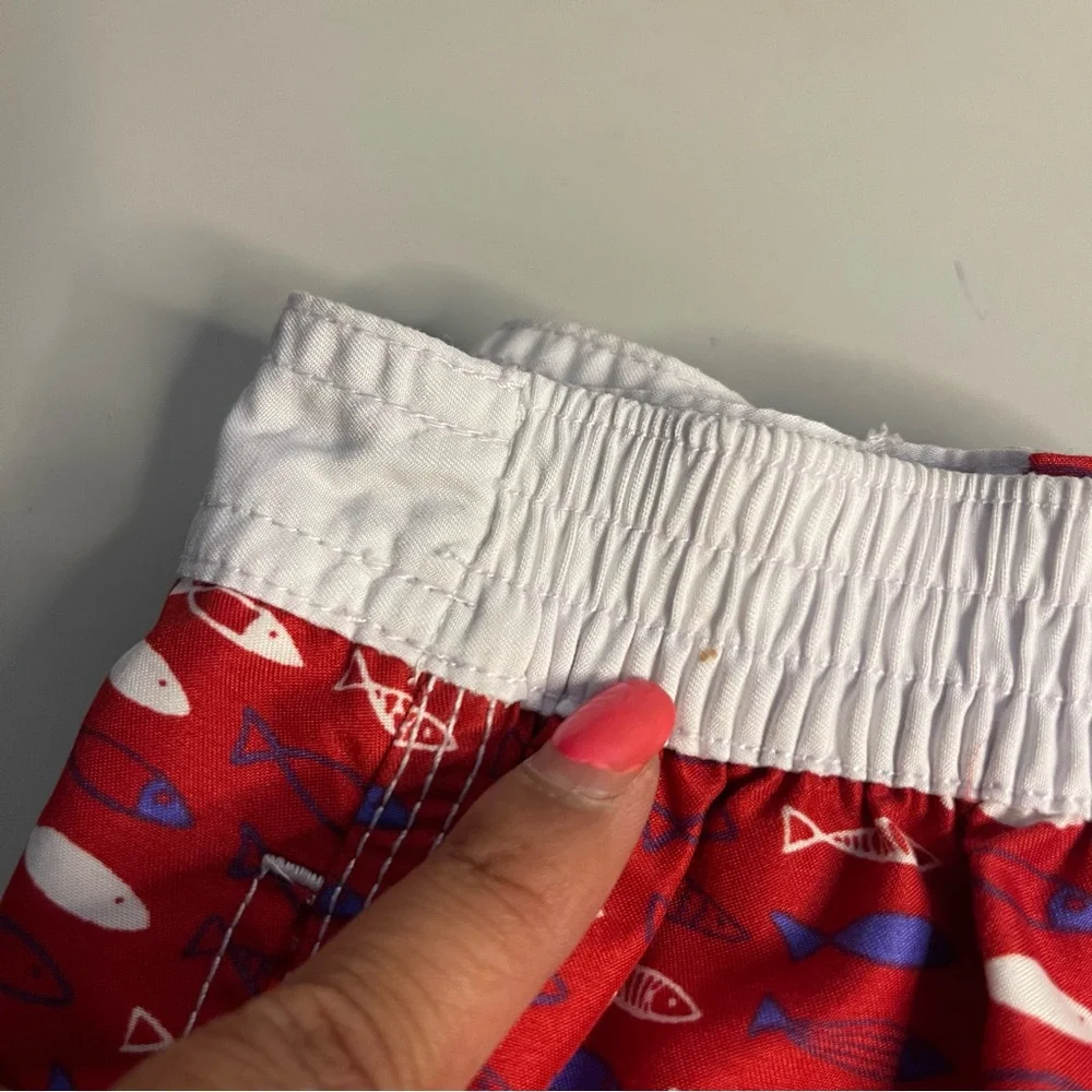 Trunks Surf & Swim Co Fish Allover Red Swim Trunks
